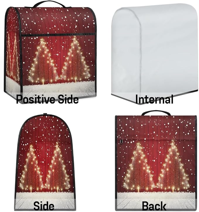 cfpolar Kitchen Aid Mixer Cover Compatible with 6-8 Quarts Christmas Tree Snowflakes Stand Mixer Cover Kitchen Aid Mixers Accessories Appliance Organizer Bag Dust Covers with Zipper Pocket