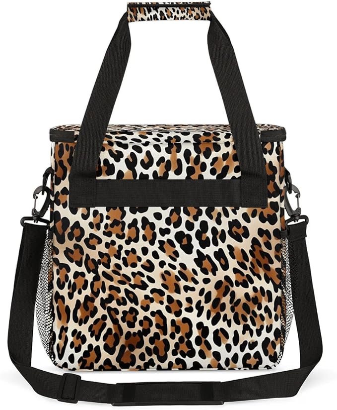 Classic Leopard Coffee Maker Carrying Bag Compatible with K-Mini or K-Mini Plus Portable Single Cup Coffee Maker Case with Pockets for K Cup Pods
