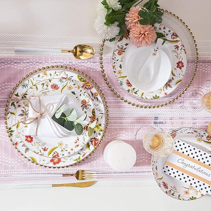 Dinnerware Sets - Luxury Gift Dishes Service Set Ceramics Dinner Sets Cereals Bowl &amp Soup Pot &amp Plate | 56 Pieces Bone China Porcelain Dinnerware Set for Wedding Gifts and New Year