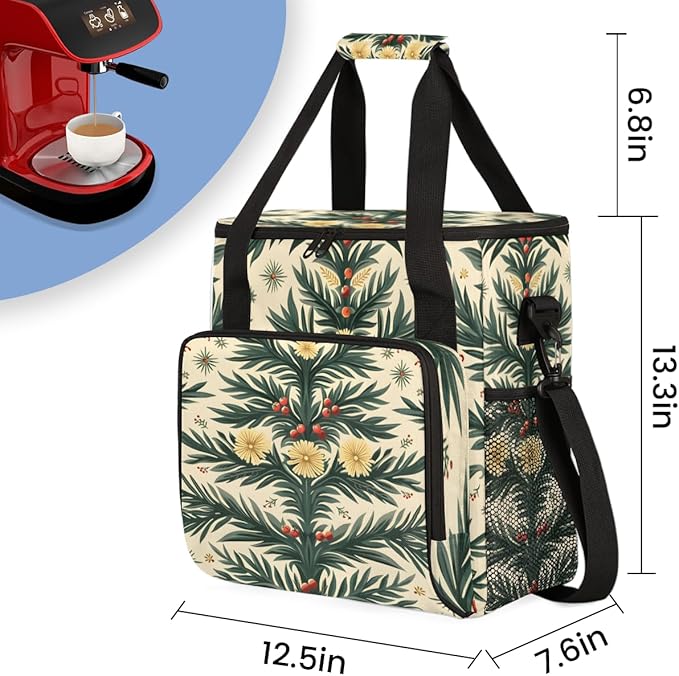 Christmas Festivals Coffee Maker Carrying Bag Mystical Tree Travel Storage Bag Compatible with K-Mini or K-Mini Plus Single Serve Coffee Brewer Carrying Case with Multiple Pockets &amp Shoulder Str