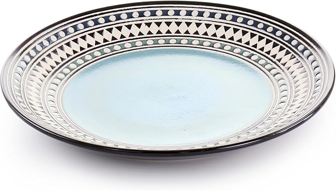 Blue Sage 16 Piece Stoneware Dinnerware Set – Double Bowl Design Microwave &amp Dishwasher Safe Plates and Bowls for Everyday Dining