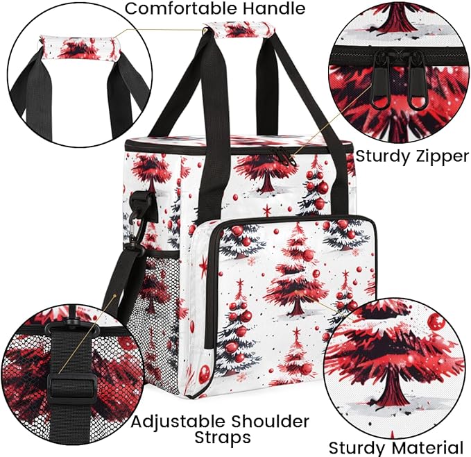 Glitter Tree Xmas Coffee Maker Carrying Bag Portable Travel Storage Tote Bag Compatible with K-Mini or K-Mini Plus Single Serve Coffee Brewer Carrying Case with Multiple Pockets &amp Shoulder Strap