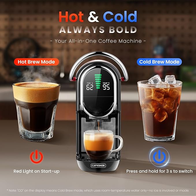 Magician1 Mini Espresso Machine for Nespresso Original Dolce Gusto Lavazza Blue ESE Pods 19-Bar Coffee Machine for Ground Coffee Coffee Maker with adjustable Temp &amp Cup Size 21oz Reservoir