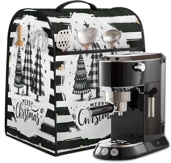 cfpolar Kitchen Aid Mixer Cover Compatible with 6-8 Quarts Christmas Tree Black And White Stand Mixer Cover Kitchen Aid Mixers Accessories Appliance Organizer Bag Dust Covers with Zipper Pocket