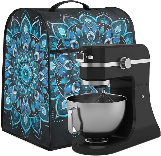 cfpolar Kitchen Aid Mixer Cover Compatible with 6-8 Quarts Ethnic Mandala Blue Floral Stand Mixer Cover Kitchen Aid Mixers Accessories Appliance Organizer Bag Dust Covers with Zipper Pocket