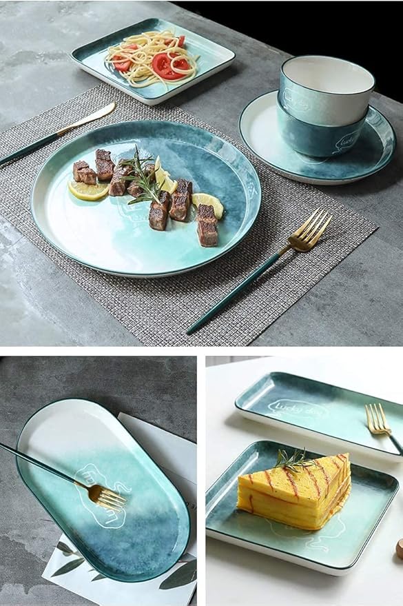 Nordic Style Ceramics Dinnerware Set Simplicity Japanese-Style Dinner Sets Bowl/Plate/Dish Porcelain Combination Set For Home