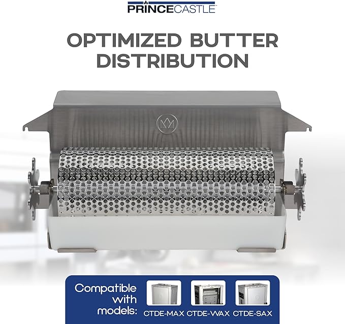 Prince Castle Top Mount Bun Dresser for CTDE Series Toaster Stainless Steel - Butter Spreader and Butter Roller for Buns Even Dispensing