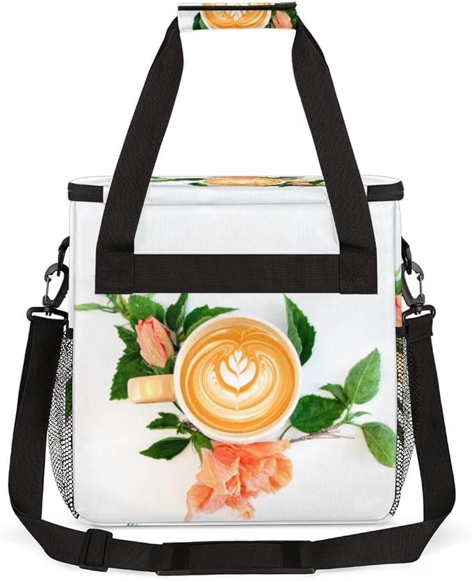 Coffee Latte Art Leaves Coffee Maker Carrying Bag Coffee Machine Travel Storage Tote Bag Compatible with K-Mini or K-Mini Plus Portable Single Serve Coffee Brewer Case with Pockets for K-Cup Pods