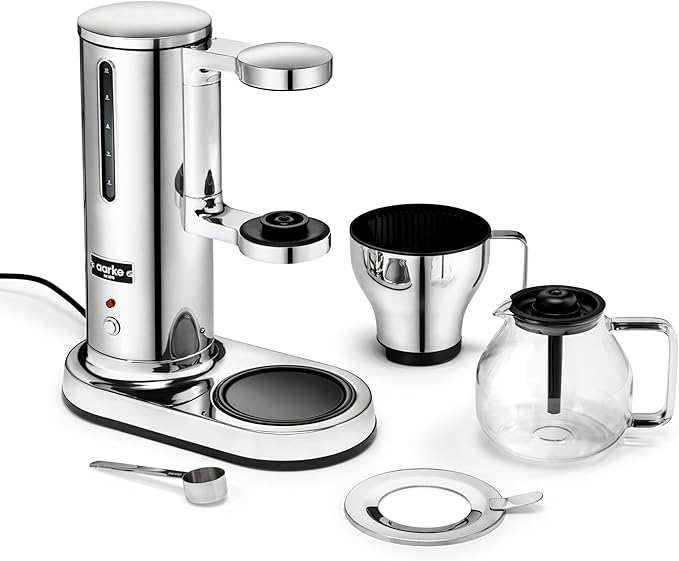 aarke Coffee Maker - Electric Drip Brewer with Automatic Drip-Stop Glass Carafe Brews Full Pot in Under 6 Minutes SCA certified Stainless Steel