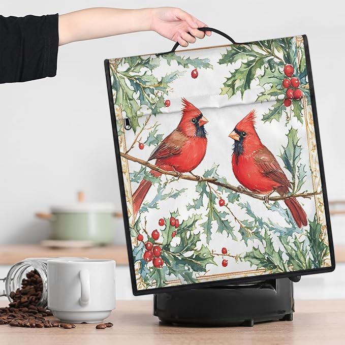 cfpolar Kitchen Aid Mixer Cover Compatible with 6-8 Quarts Christmas Cardinal Holly Stand Mixer Cover Kitchen Aid Mixers Accessories Appliance Organizer Bag Dust Covers with Zipper Pocket