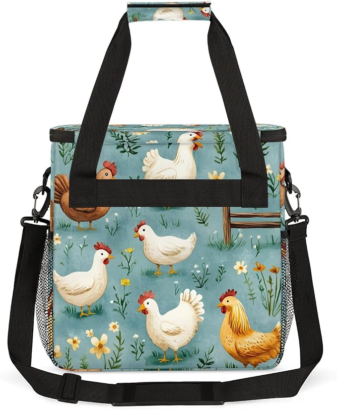 Chicken Coffee Maker Travel Bag Animal Insulated Grocery Bag Travel Picnic Leakproof Cooler Bags With Shoulder Strap
