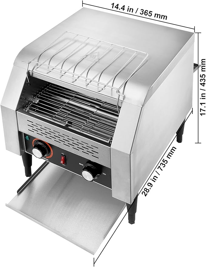 Happybuy 300 Slices/Hour Commercial Conveyor Toaster Heavy-Duty Stainless Steel Electric Toaster Oven for Restaurant Toast Bagel Bun Bread