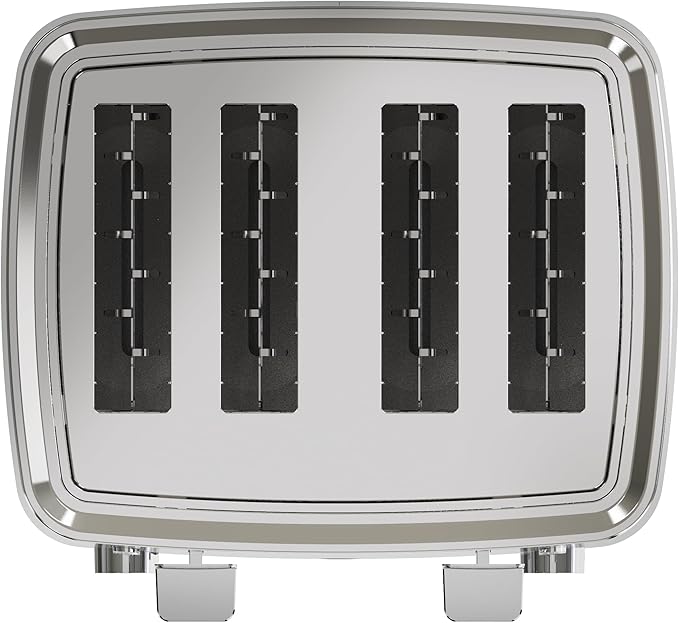 GE Stainless Steel 4 Slice Toaster | Extra Wide Slots for Bagels Breads Waffles &amp More | 7 Shade Options | Countertop Kitchen Essentials | 1500 watt