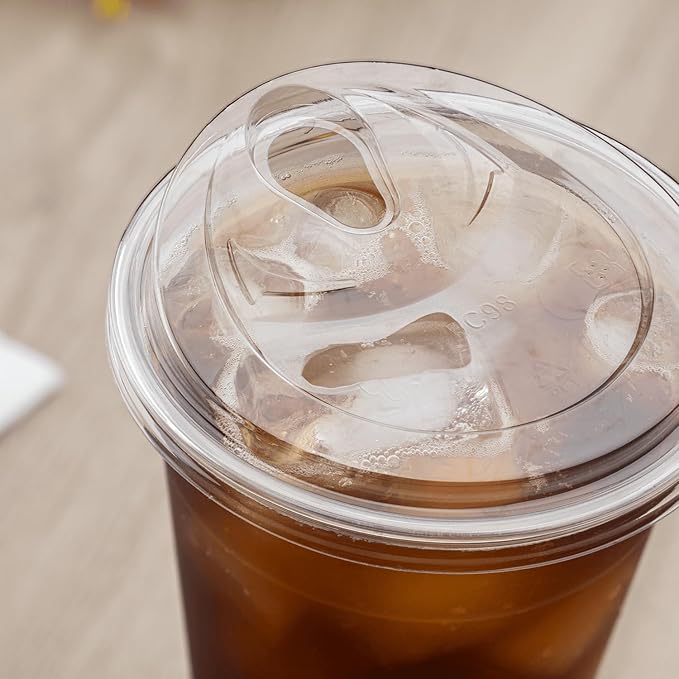 Karat C-KC626TS-SHNE 98mm PET Strawless Sipper Lid for 12-24oz PET Cup sipper lids strawless lids 1000 Count