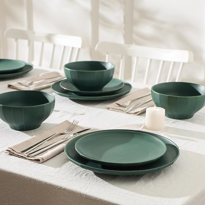 Stone Lain Rio 12-Piece Dinnerware Set Stoneware Green