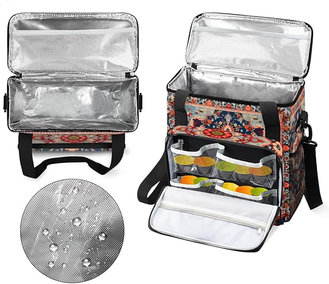 Retro Flower Coffee Maker Carrying Bag Rich Damask Travel Storage Bag Compatible with K-Mini or K-Mini Plus Single Serve Coffee Brewer Carrying Case with Multiple Pockets &amp Shoulder Strap