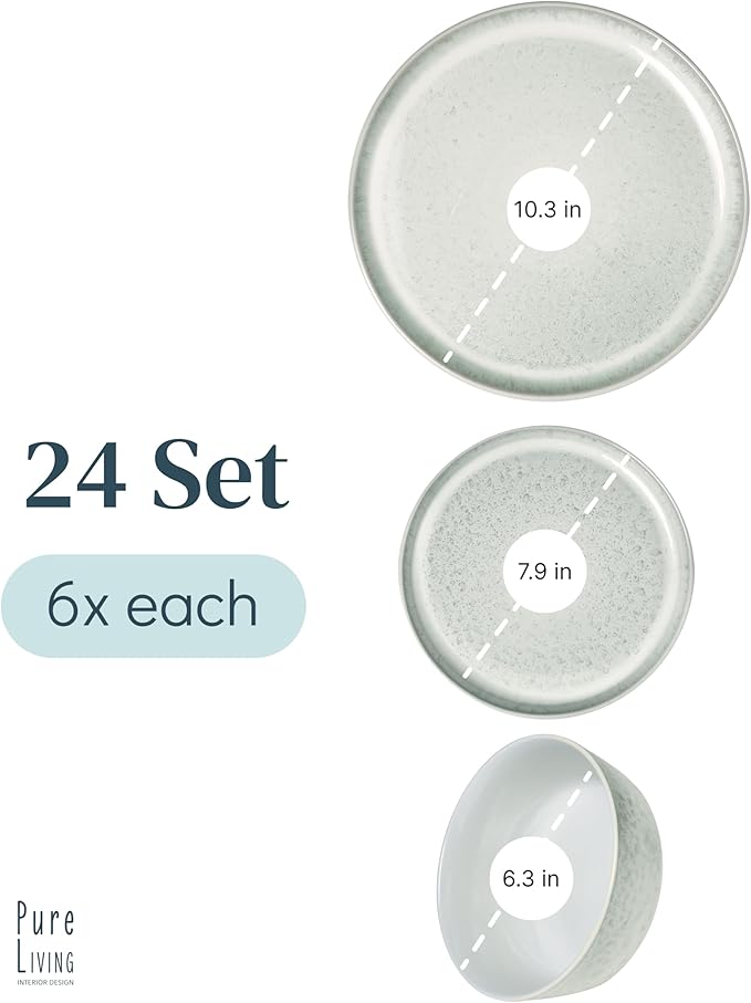 Stoneware dinnerware set 8 persons 24 pcs - Mediterranean dinnerware set dishwasher microwave and scratch resistant - bowl and plate set - dinnerware Pure Living Light Beige…
