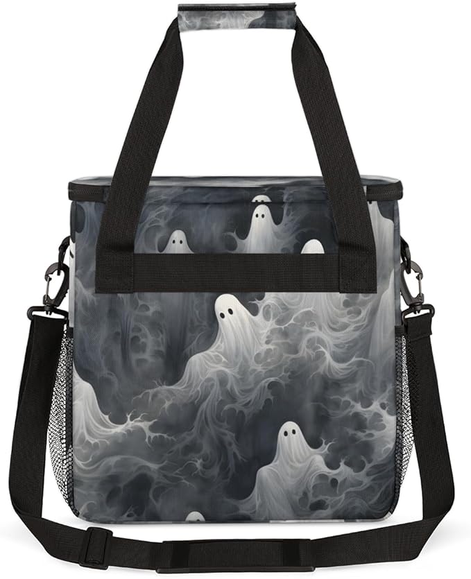 Halloween Ghosts Coffee Maker Carrying Bag Graffiti Ghosts Travel Storage Bag Compatible with K-Mini or K-Mini Plus Single Serve Coffee Brewer Carrying Case with Multiple Pockets &amp Shoulder Stra