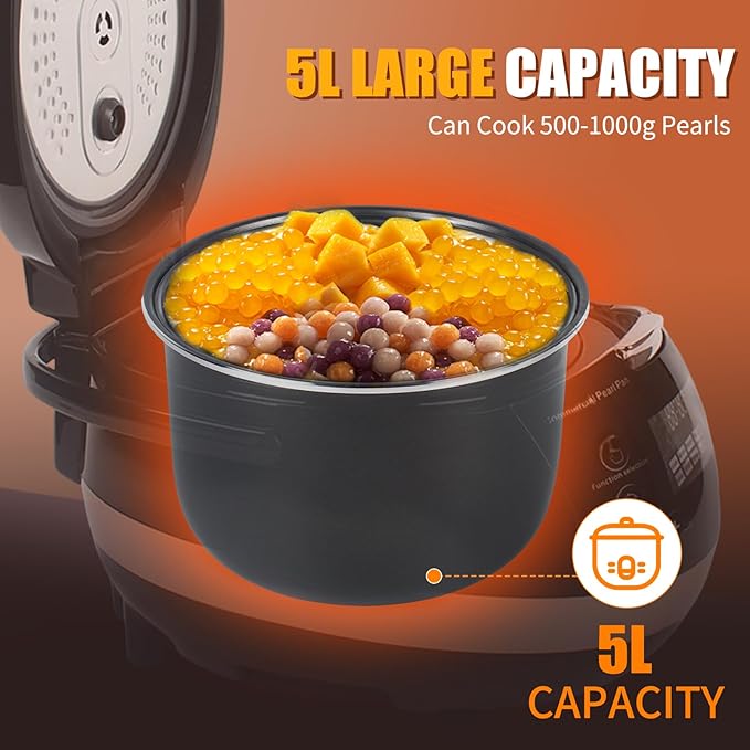 Commercial Boba Maker Machine 5L Automatic Tapioca Pearls Maker Touchscreen Tea Milk Tea Boba Pot for Tapioca Pearls For Restaurants Milk Tea Stores Dessert Stores