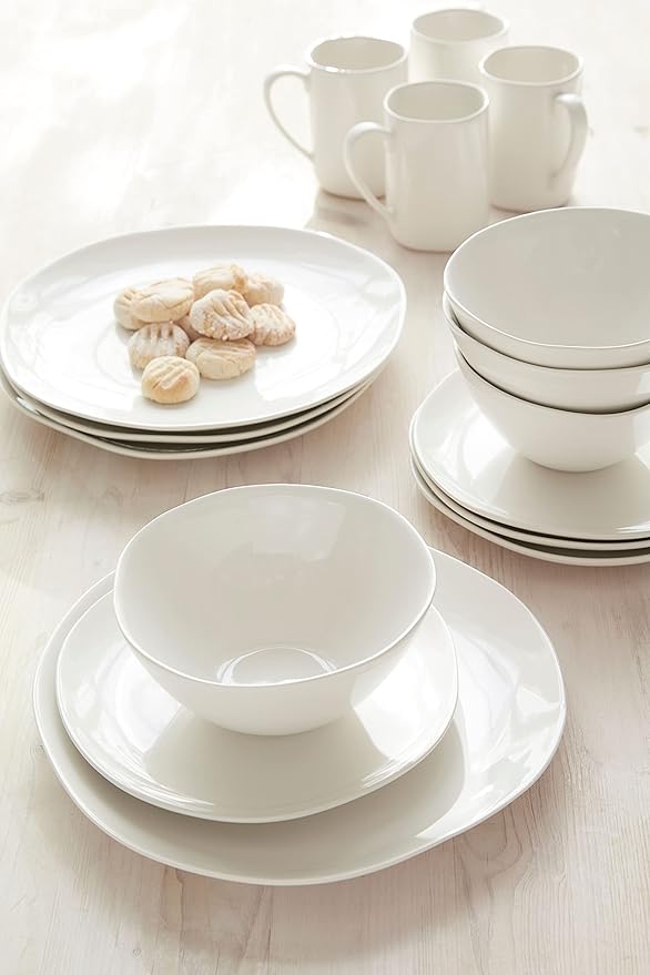 Portmeirion Sophie Conran Arbor Organic Shape Stoneware 4 Piece Place Setting Service for 1 Creamy White
