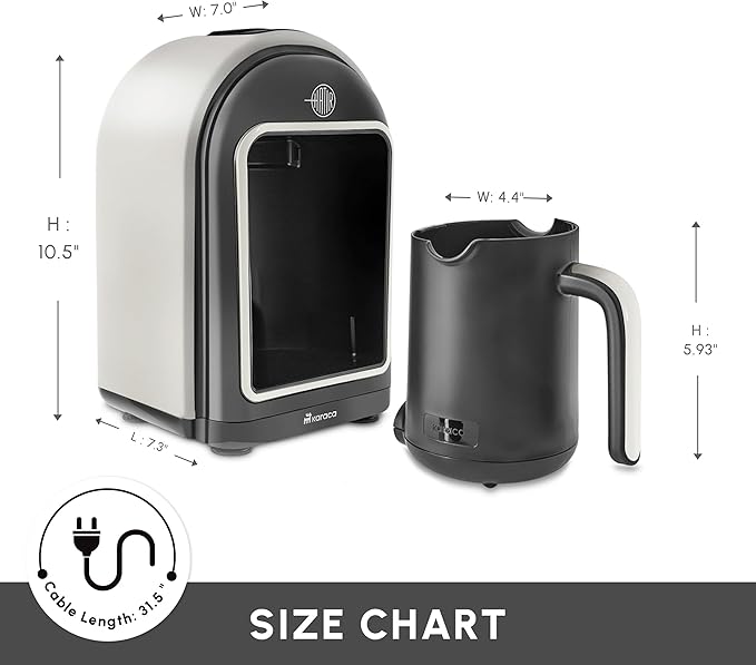 KARACA Hatır Turkish Coffee Maker 5 Cups Electric Turkish Coffee Machine with Ember Mode Automatic Temperature Control Overflow Protection Audible &amp Visual Alerts Cream