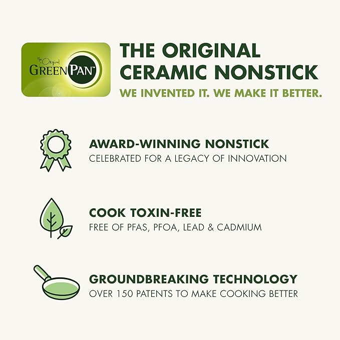 GreenPan Nova 10-Piece Cookware Pots &amp Pans Set Oprah’s Favorite Things 2024 PFAS-Free Ceramic Nonstick Fry Sauté Stockpot Utensils Lids Induction Suitable Dishwasher &amp Oven Safe Cre