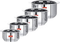 Sumeet Stainless Steel Friendly Tope/patila/cookware 370ML 550ML 800ML 1100ML1400ML 5 Piece (Steel)