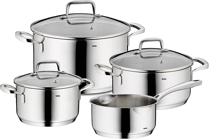 kela Kitchen Cookware Set Stainless Steel 7-Piece Kitchen Set Optimal Heat Distribution Flavoria Collection