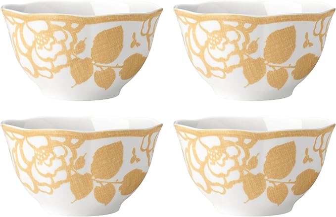 Lenox Butterfly Meadow Cottage Rice Bowls Set of 4 3.10 LB Goldenrod