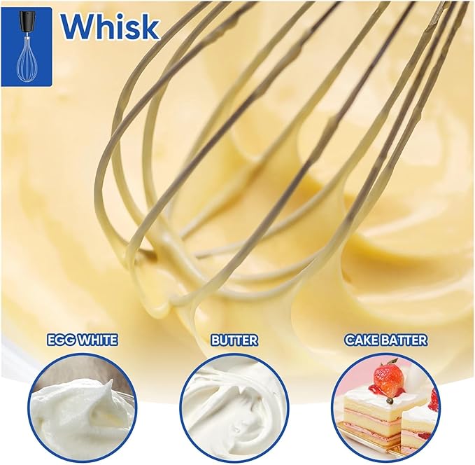 Fit for 3-in-1 Stainless Steel Immersion Hand Blender with Whisk and Milk Frother - for Food and Purees(EU Plug)