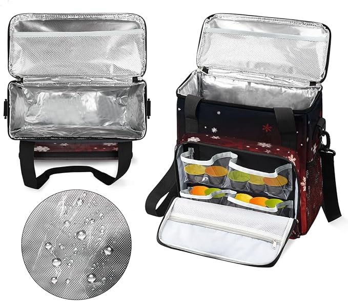 Xmas Snowflakes Coffee Maker Carrying Bag Cartoon Snowflakes Travel Storage Bag Compatible with K-Mini or K-Mini Plus Single Serve Coffee Brewer Carrying Case with Multiple Pockets &amp Shoulder St