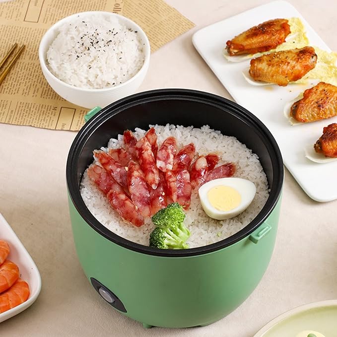 Rice Cooker Mini Rice Cooker 1.8L Multicooker With Removable Non Stick Rice Pot And Keep Warm Function For 1-3 People(Green)
