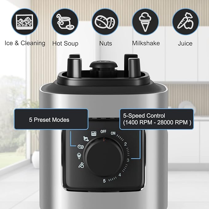 LDAILY Professional Blender Heavy Duty Smoothie Maker w/ 1500W Motor 68 oz Tritan Jar 6 Stainless Steel Blades 5-Level Speed Control &amp 5 Preset Modes Blender for Milkshake &amp Juice Silver