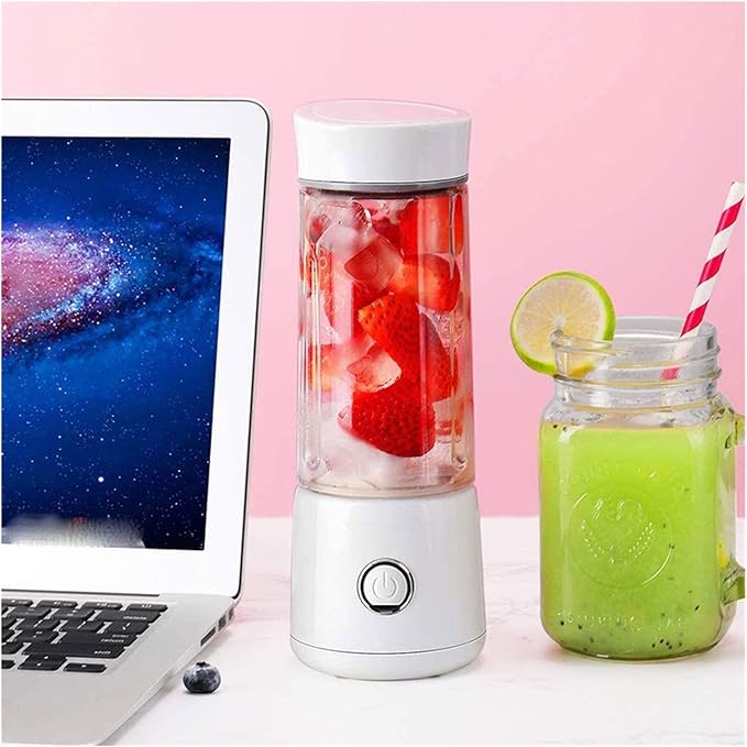 Portable Blender Smoothie Juicer Cup - 4 Blades Fruit Mixing Machine with USB Rechargeable Travel Juicer Detachable Cup 400ml (Color : A) (B)