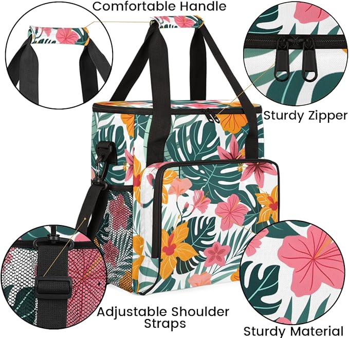 Captivating Flower Coffee Maker Carrying Bag Portable Travel Storage Tote Bag Compatible with K-Mini or K-Mini Plus Single Serve Coffee Brewer Carrying Case with Multiple Pockets &amp Shoulder Stra