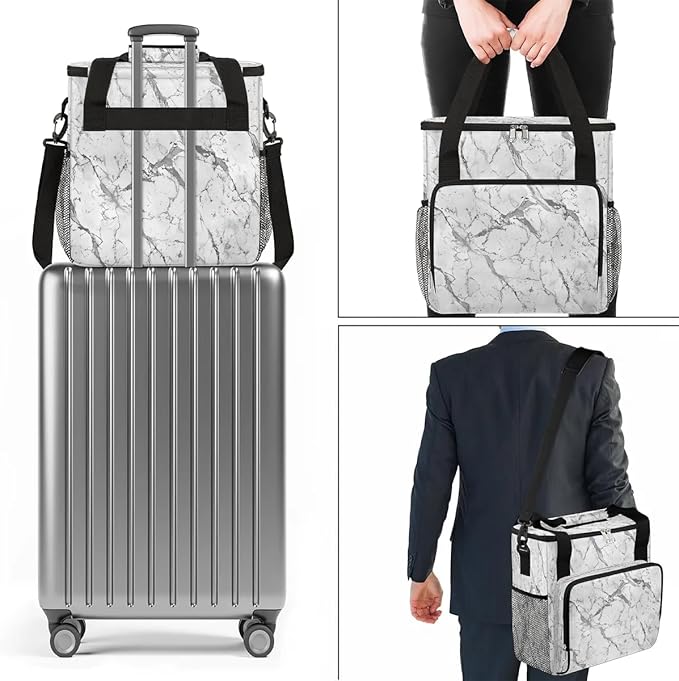 White Marble Coffee Maker Carrying Bag for Keurig K-Mini or K-Mini Plus Storage Portable Coffee Maker Travel Bag