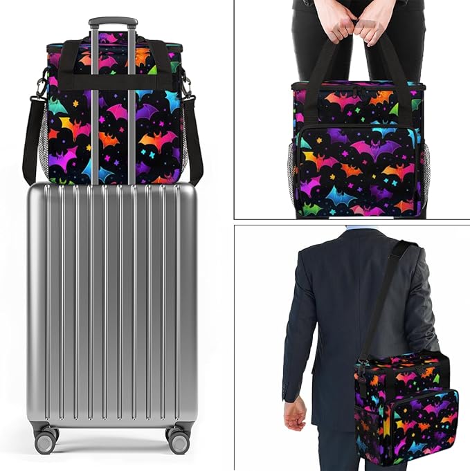 Gothic Bat Coffee Maker Carrying Bag Mystical Bat Travel Storage Bag Compatible with K-Mini or K-Mini Plus Single Serve Coffee Brewer Carrying Case with Multiple Pockets &amp Shoulder Strap