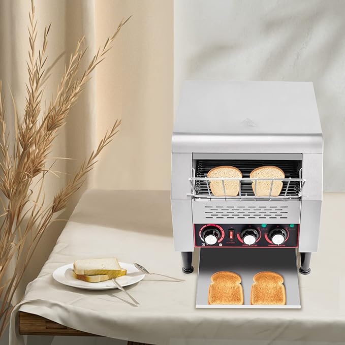 300 Slices/Hour Commercial Conveyor Toaster 2200W Heavy Duty Electric Conveyor Toaster for Restaurant Stainless Steel Industrial Toasters Adjustable Speed for Restaurant or Bakery