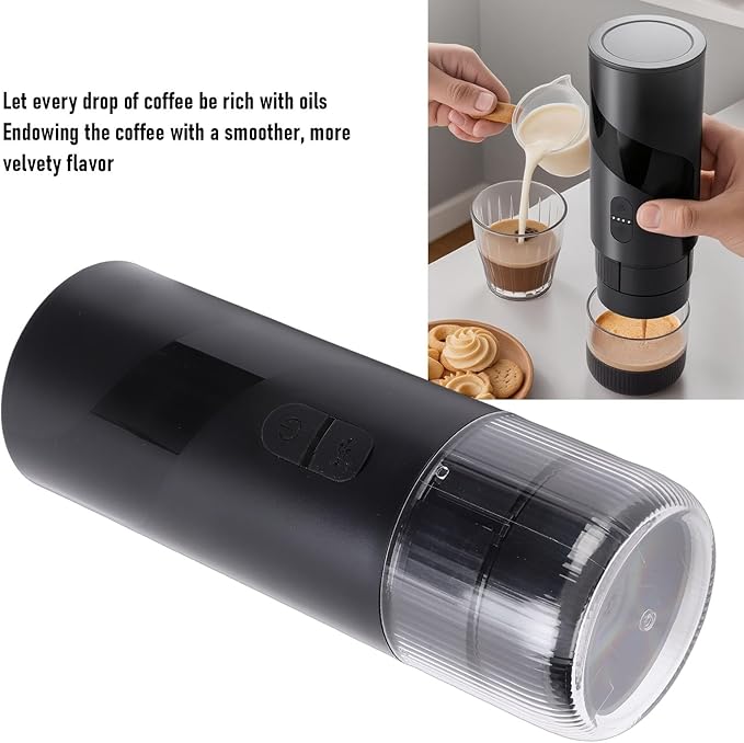 Diydeg Portable Coffee Maker 304 Stainless Steel Handheld Machine with Capsule Coffee Technology and USB Rechargeable Battery for Car Camping Travel Outdoor