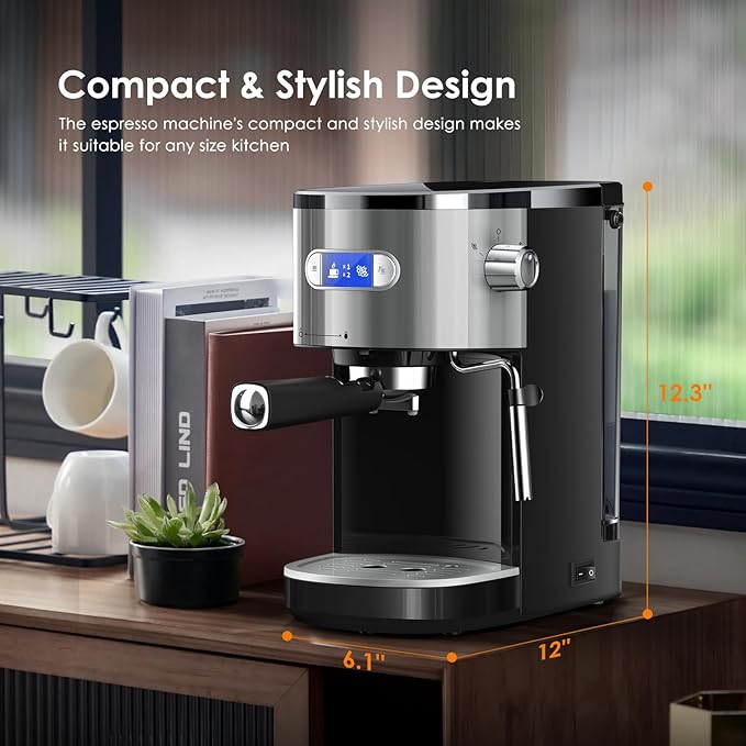 COWSAR Commercial Espresso Machine 20 Bar Compact Espresso Maker with Milk Frother Steam Wand Expresso Coffee Machines with 45 OZ Removable Water Tank for Cappuccino Latte Home