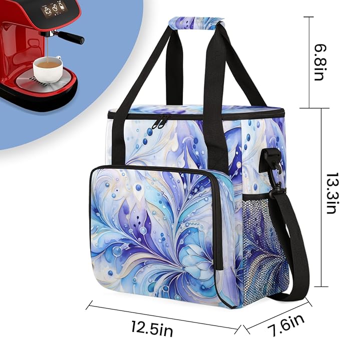 Tie Dyeing Coffee Maker Carrying Bag Purple Portable Travel Storage Tote Bag Compatible with K-Mini or K-Mini Plus Single Serve Coffee Brewer Carrying Case with Multiple Pockets &amp Shoulder Strap