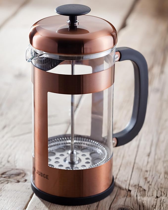 Judge JA112 Glass Cafetiere 8 Cup Coffee Maker (1L) Removable Base Scratch-Resistant Dishwasher Safe - 25 Year Guarantee