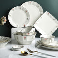 Ceramics Dinner Sets 38 Pieces Petal Shape Porcelain Dinnerware Set | Cereal Bowl and Steak Plate for Family Gathering and Wedding Gifts