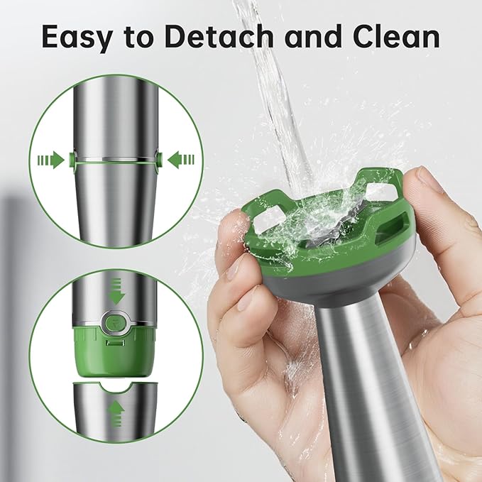 Immersion Blender Handheld Corded Hand Blenders Set 1100W Trigger Variable Speed 5 in 1 Stick Emulsifier with Chopper Whisk and Frother for Soup Baby Food and Smoothies Green