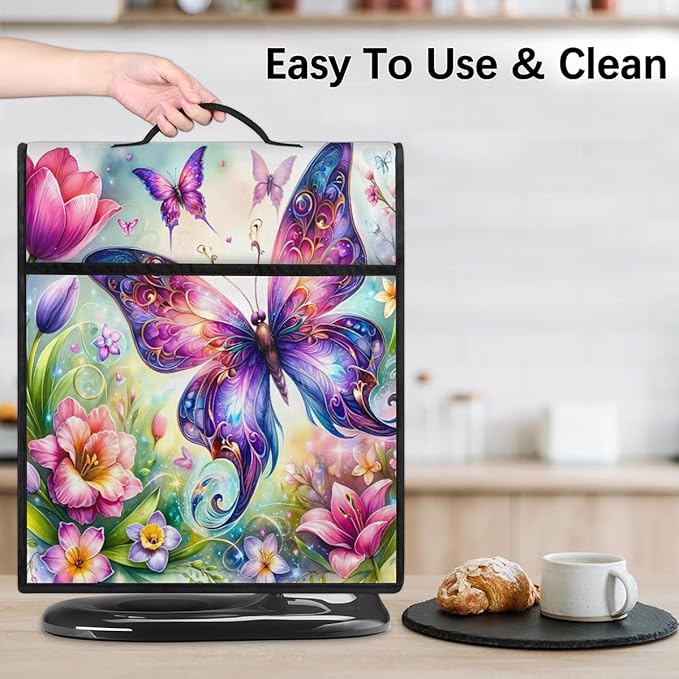 cfpolar Kitchen Aid Mixer Cover Compatible with 6-8 Quarts Butterfly Color Flowers Stand Mixer Cover Kitchen Aid Mixers Accessories Appliance Organizer Bag Dust Covers with Zipper Pocket