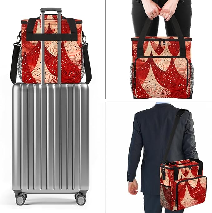 Mystical Christmas Tree Coffee Maker Carrying Bag Travel Storage Bag Compatible with K-Mini or K-Mini Plus Single Serve Coffee Brewer Carrying Case with Multiple Pockets &amp Shoulder Strap