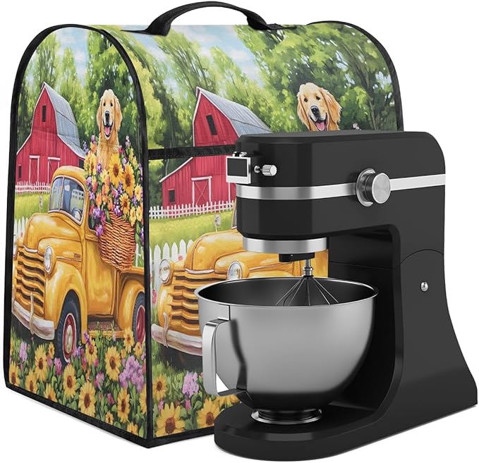 cfpolar Kitchen Aid Mixer Cover Compatible with 6-8 Quarts Animal Dog Flower Farm Stand Mixer Cover Kitchen Aid Mixers Accessories Appliance Organizer Bag Dust Covers with Zipper Pocket