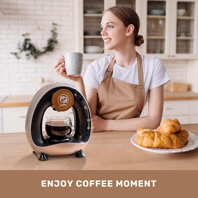 2-in-1 Coffee Maker Fast Brew in 1.5mins Single Serve Coffee Machine Compatible with K-Cup Pods &amp Ground Coffee 1400W 20s Preheat Compact for HomeSmall PlaceOffice &amp RV 8ozDark Grey