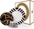 16 Piece Fine Bone China Dinnerware Set for 4 Smooth Round Plates Complete Dish Set with Coffee Cups for Home Dining Casual Occasions