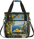 Sea House Lemon Coffee Maker Travel Bag for Keurig K-Mini/K-Mini Plus Insulated Waterproof Tote with Pockets for K-Cup Portable Single-Serve Brewer Case
